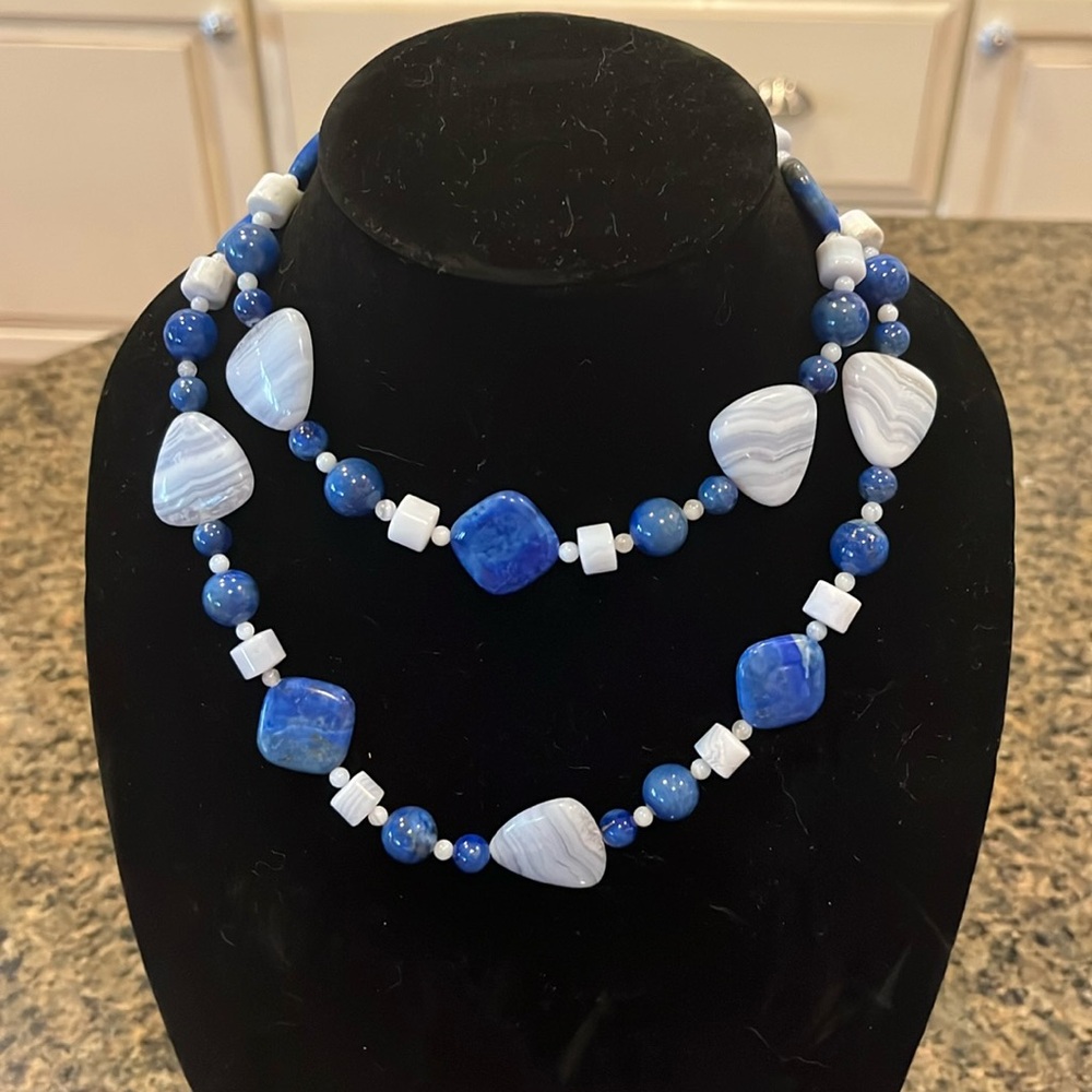 Jay King Lapis Blue Lace Agate Necklace